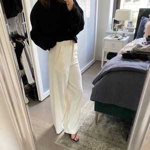 Mango Cream High-Waisted Trousers